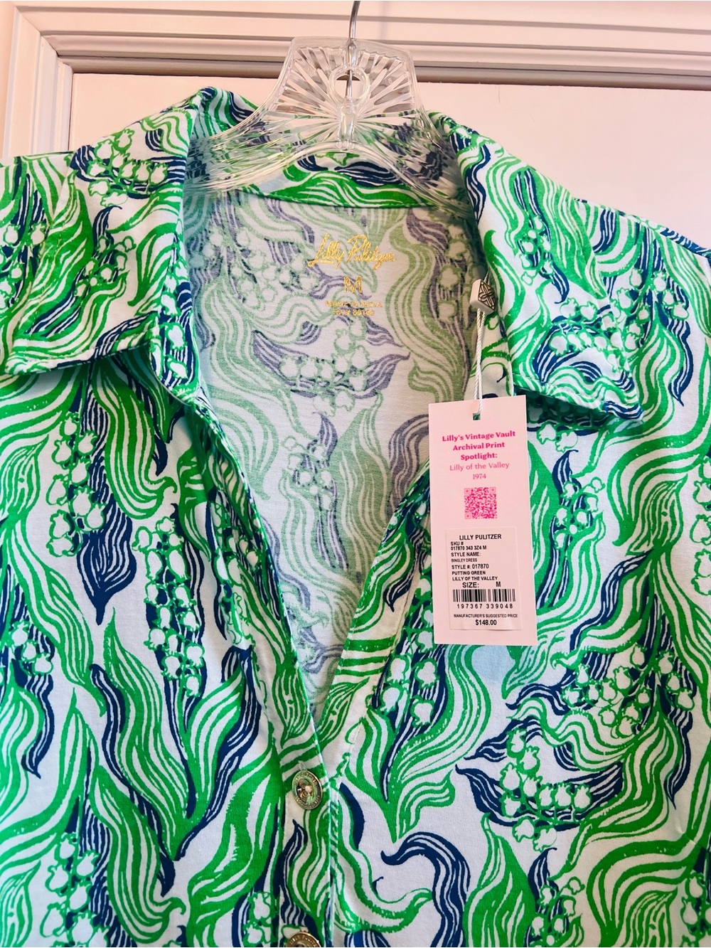 Lilly Pulitzer Bingley Dress. Putting Green. Lilly of the Valley. New. Medium - Picture 3 of 3